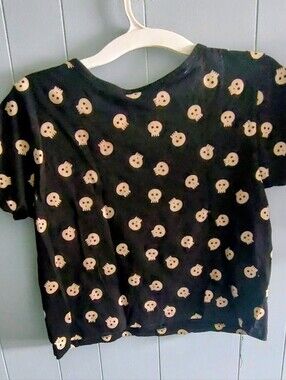 Black Juniors Skull Print T‑Shirt